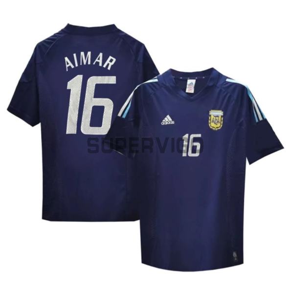Camiseta Aimar 16 Argentina Segunda Equipación Retro 2002 Azul Marino