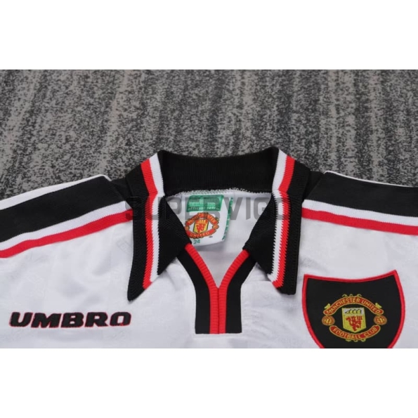 Camiseta Manchester United Segunda Equipación Retro 1998/99 Blanco Niño Kit