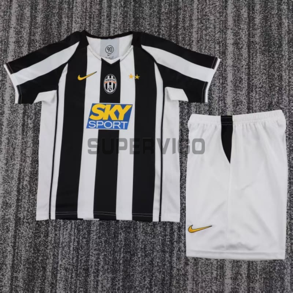 Camiseta Juventus Primera Equipación Retro 2004/05 Blanco/Negro Niño Kit
