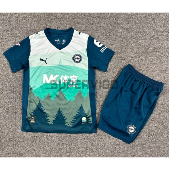 Camiseta Alavés Tercera Equipación 2025/2026 Verde Niño Kit con Parche La Liga