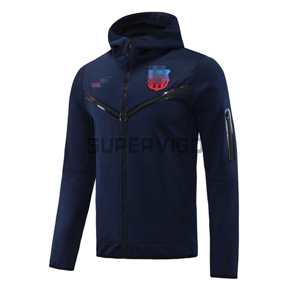 Chaqueta Barcelona 2022/2023 Con Capucha Azul Marino
