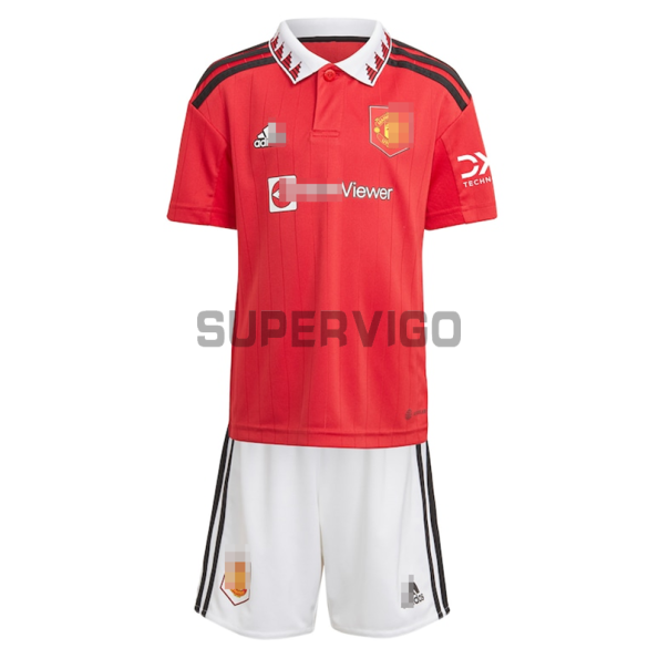 Camiseta Manchester United Primera Equipación 2022/2023 Niño Kit