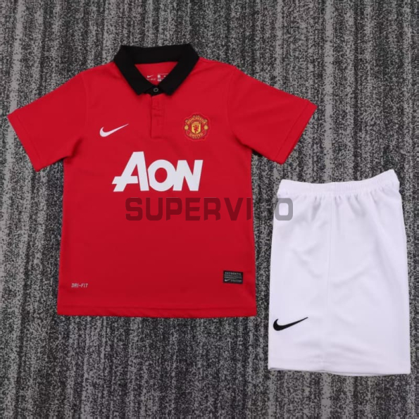 Camiseta Manchester United Primera Equipación Retro 2013/14 Rojo Niño Kit