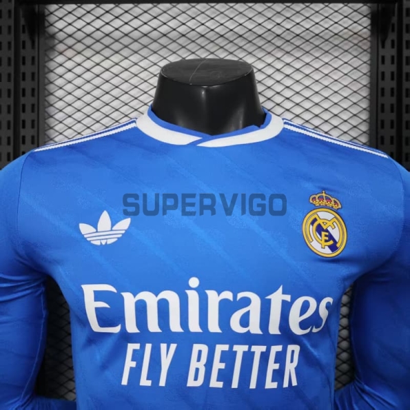 Camiseta Real Madrid Tercera Equipación 2025/2026 ML Azul (EDICIÓN JUGADOR)