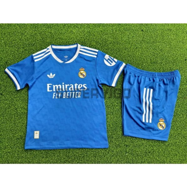 Camiseta Real Madrid Tercera Equipación 2025/2026 Azul Niño Kit (EDICIÓN JUGADOR)