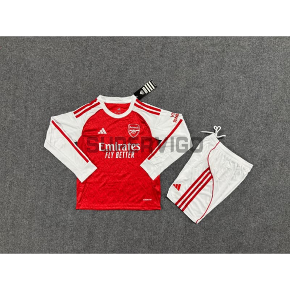 Camiseta Arsenal Primera Equipación 2025/2026 ML Rojo/Blanco Niño Kit