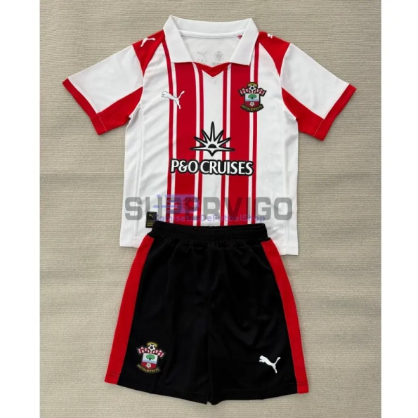 Camiseta Southampton Primera Equipación 2025/2026 Rojo/Blanco Niño Kit