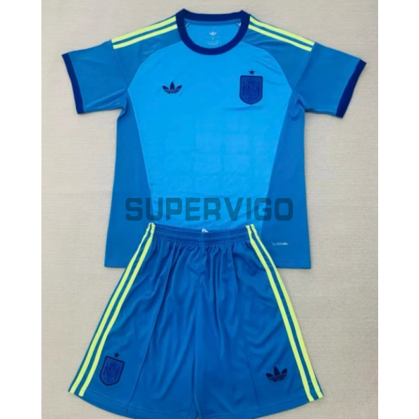 Camiseta de Portero España Mundial 2026 Azul Niño Kit