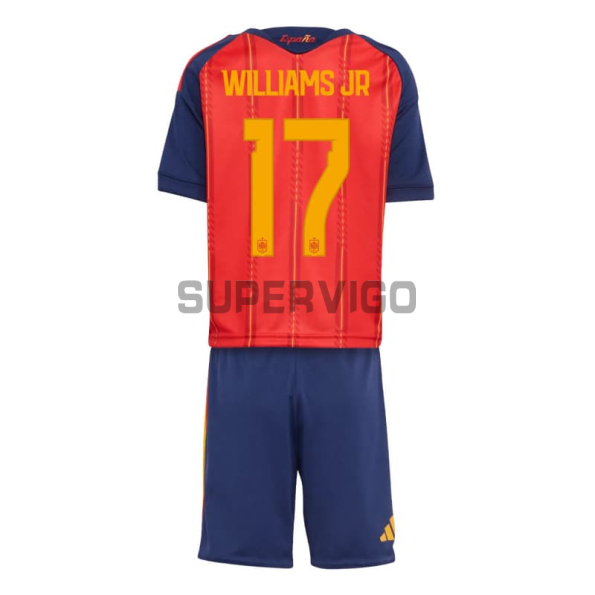 Camiseta Williams Jr 17 España Primera Equipación 2026 Rojo/Azul Niño Kit