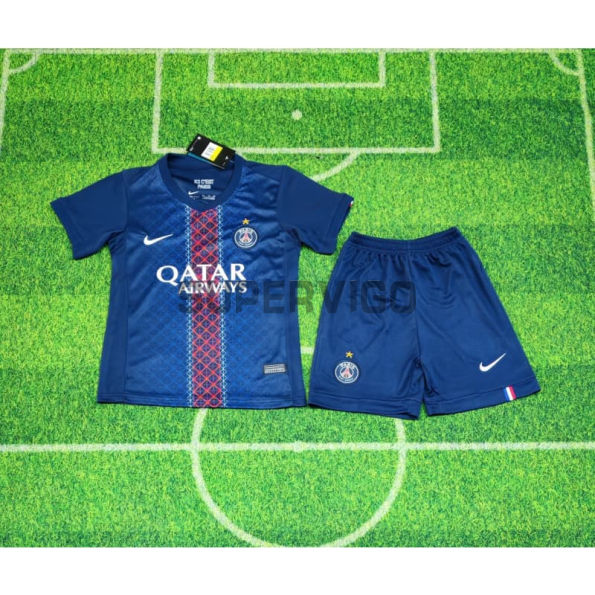 Camiseta PSG Primera Equipación 2025/2026 con Estrella Azul Niño Kit
