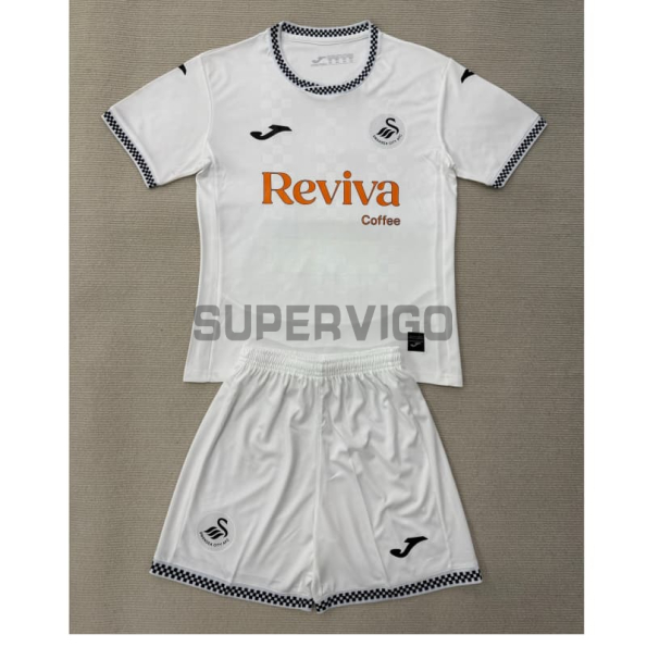 Camiseta Swansea City Primera Equipación 2025/2026 Blanco Niño Kit
