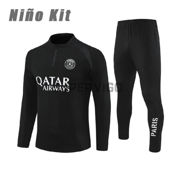 Sudadera De Entrenamiento PSG 2025/2026 Niño Kit Negro/Blanco (EDICIÓN JUGADOR)
