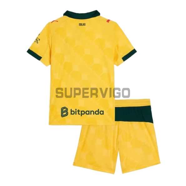 Camiseta AC Milan Tercera Equipación 2025/2026 Amarillo Niño Kit