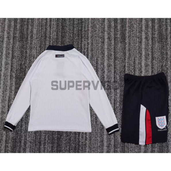 Camiseta Inglaterra Primera Equipación Retro 1998 ML Blanco Niño Kit