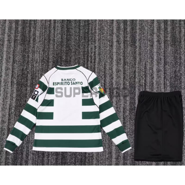 Camiseta Lisboa Primera Equipación Retro 2001/03 ML Blanco/Verde Niño Kit