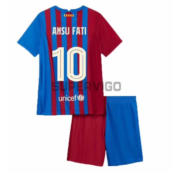Camiseta Ansu Fati 10 Barcelona Primera Equipación 2021/2022 Niño Kit