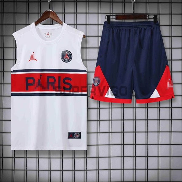 Maillot d'Entraînement Kit PSG Sans Manches 2022/2023 Blanc/Rouge/Bleu Marine
