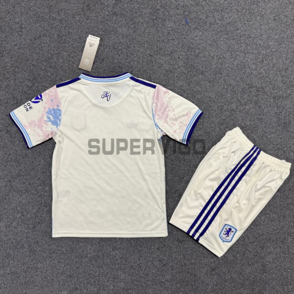 Camiseta Aston Villa Tercera Equipación 2025/2026 Blanco Roto Niño Kit