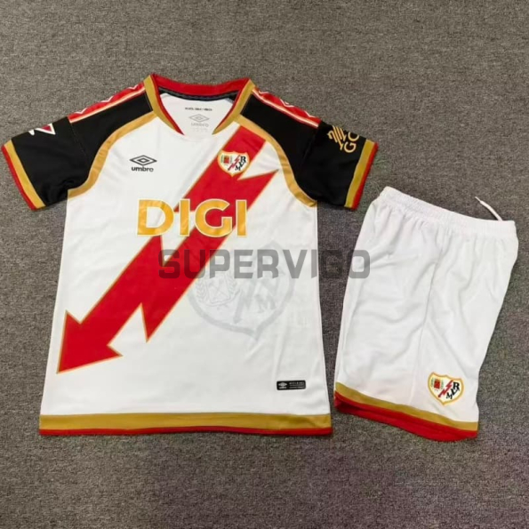 Camiseta Rayo Vallecano Primera Equipación 2026/2027 Blanco Niño Kit con Parche La Liga