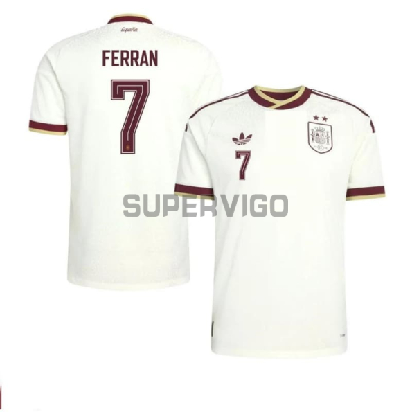 Camiseta Ferran 7 España Segunda Equipación Mundial 2026 Blanco 2 Estrellas