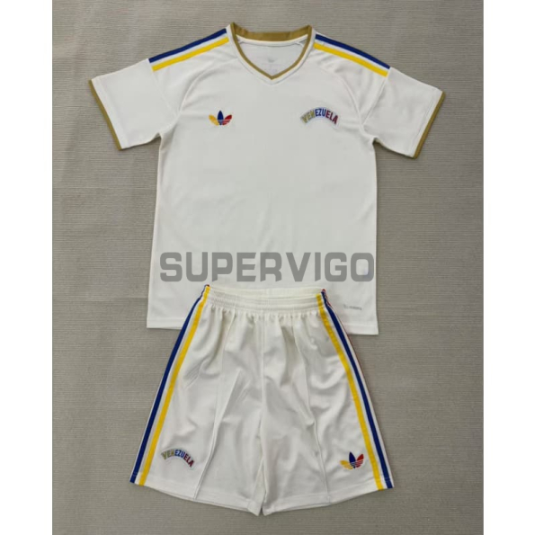 Camiseta Venezuela Segunda Equipación Mundial 2026 Blanco Niño Kit