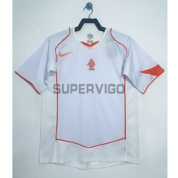 Camiseta Holanda Segunda Equipación Retro 2004 Blanco