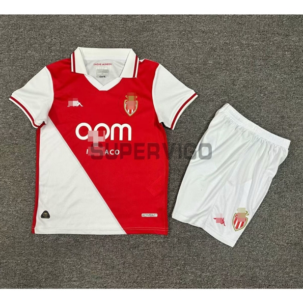 Camiseta Monaco Primera Equipación 2024/2025 Niño Kit