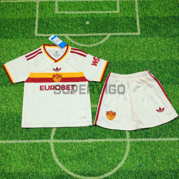 Camiseta AS Roma Segunda Equipación 2026/2027 Blanco Niño Kit