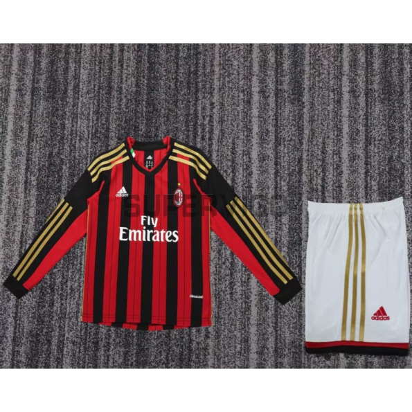 Camiseta AC Milan Primera Equipación Retro 2013/14 ML Rojo/Negro Niño Kit