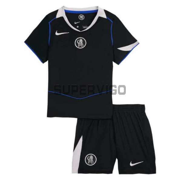 Camiseta Chelsea Tercera Equipación 2025/2026 Negro Niño Kit