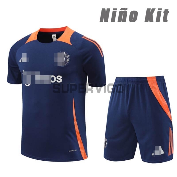 Camiseta de Entrenamiento Manchester United 2024/2025 Niño Kit Azul Oscuro/Naranja