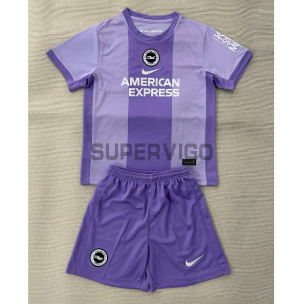 Camiseta Brighton Segunda Equipación 2025/2026 Morado Niño Kit