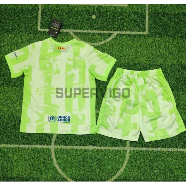 Camiseta Barcelona x Travis Scott Limited Edition Tercera Equipación 2024/2025 Verde Niño Kit
