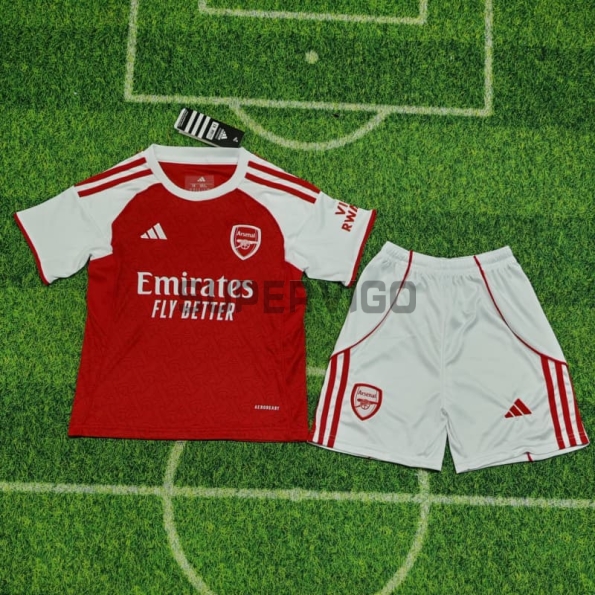 Camiseta Arsenal Primera Equipación 2025/2026 Rojo/Blanco Niño Kit