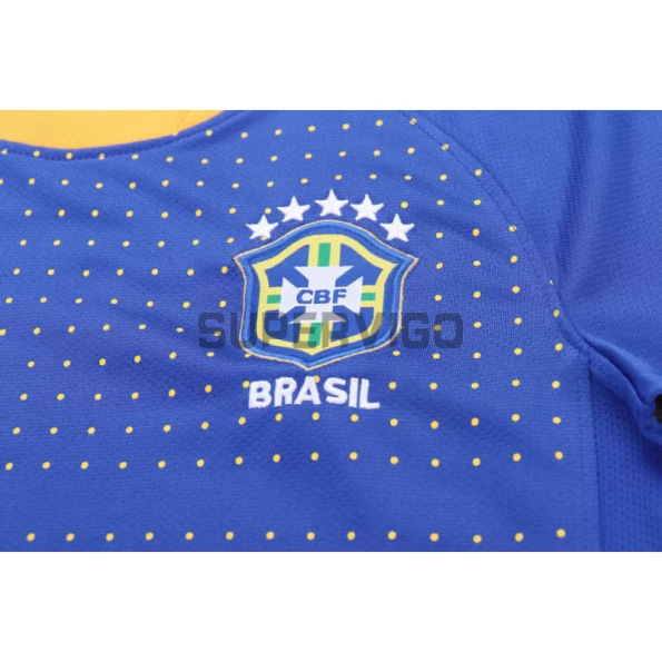 Camiseta Brasil Segunda Equipación Retro 2010 Azul Niño Kit