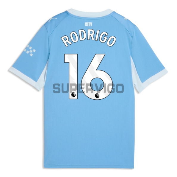 Camiseta RODRIGO 16 Manchester City Primera Equipación 2026/2027 Azul/Blanco Premier League