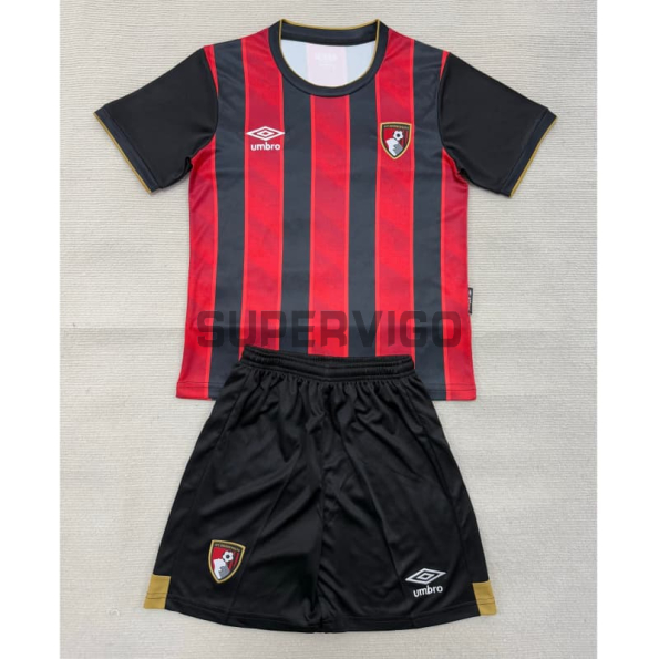 Camiseta AFC Bournemouth Primera Equipación 2025/2026 Rojo/Negro Niño Kit