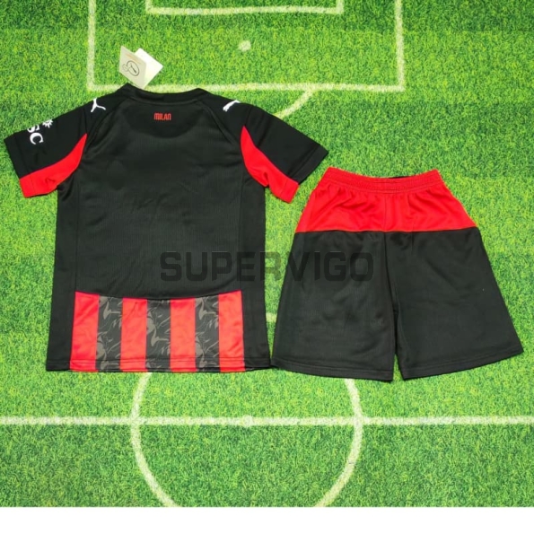 Camiseta AC Milan Primera Equipación 2025/2026 Rojo/Negro Niño Kit