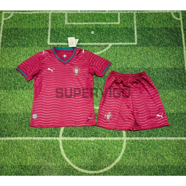 Camiseta Portugal Primera Equipación Mundial 2026 Rojo Niño Kit
