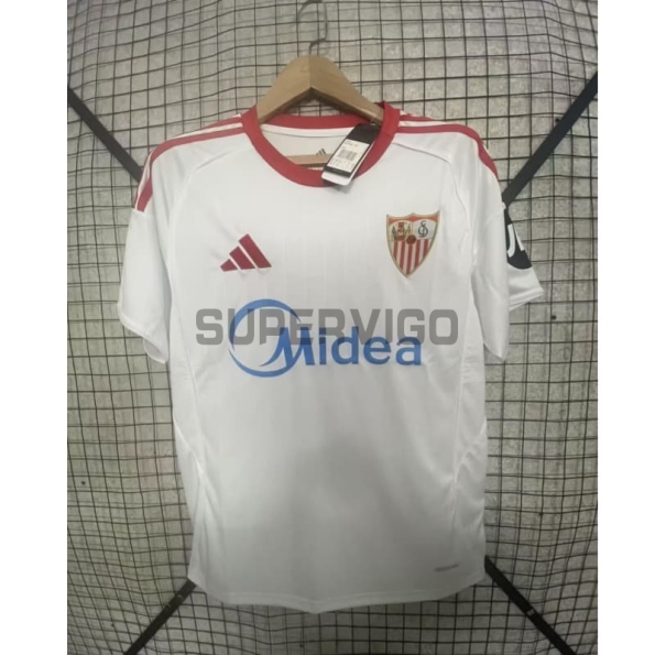 Camiseta Sevilla FC Primera Equipación 2025/2026 Blanco con Parche La Liga