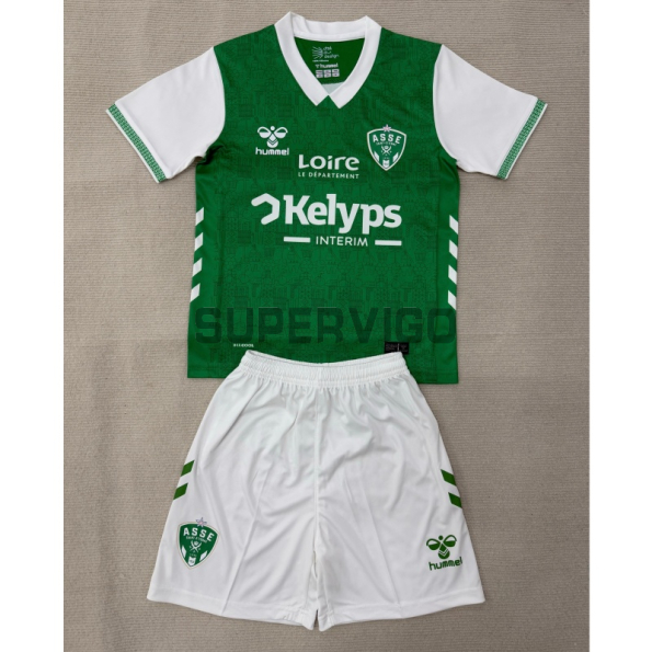Camiseta Saint-Étienne Primera Equipación 2025/2026 Verde Niño Kit