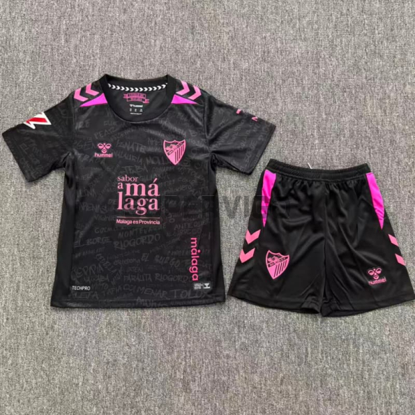 Camiseta Málaga CF Tercera Equipación 2026/2027 Negro Niño Kit con Parche La Liga