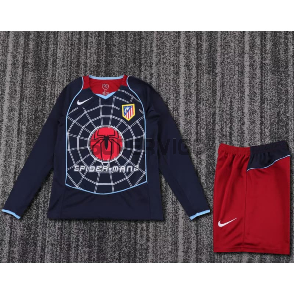 Camiseta Atlético de Madrid Segunda Equipación Retro 2004/05 ML Azul Marino Niño Kit