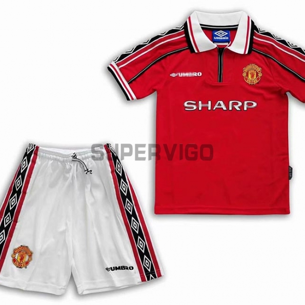Manchester United Vintage Kid's Soccer Jersey Kit 1998
