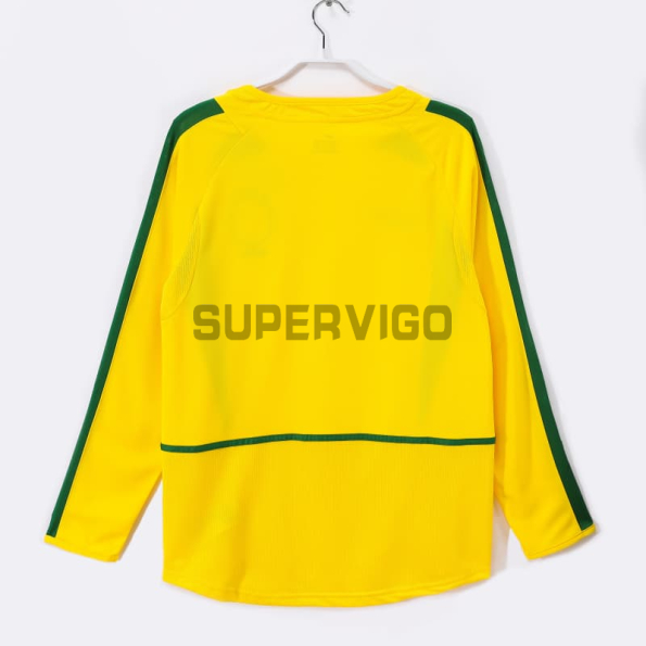 Camiseta Brasil Primera Equipación Retro 2002 ML Amarillo