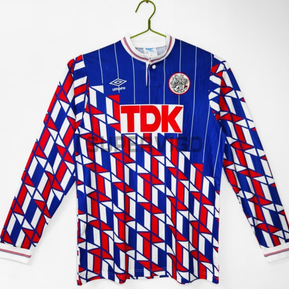 Camiseta Ajax Segunda Equipación Retro 1989/90 ML Azul/Rojo