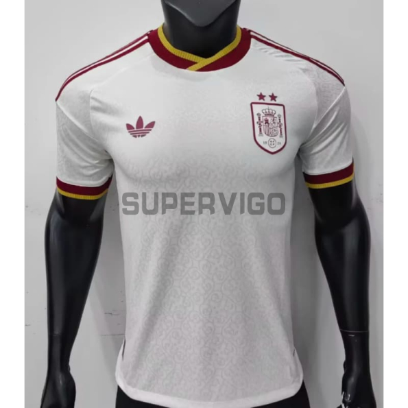 Camiseta España Segunda Equipación Mundial 2026 Blanco/Rojo (EDICIÓN JUGADOR) 2 Estrellas con FIFA2026