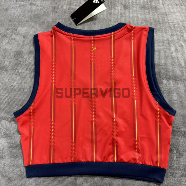 Top corto España Primera Equipación Mundial 2026 Rojo/Azul Mujer