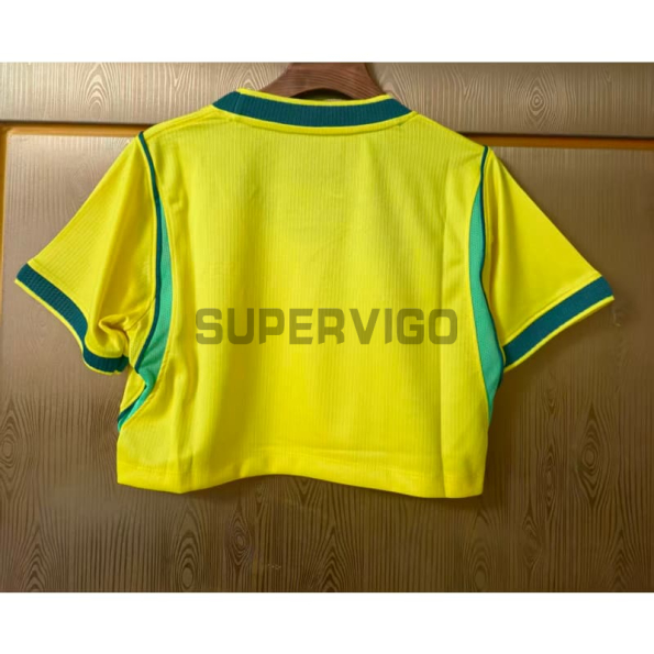 Camiseta Corta Brasil Primera Equipación Mundial 2026 Amarillo Mujer