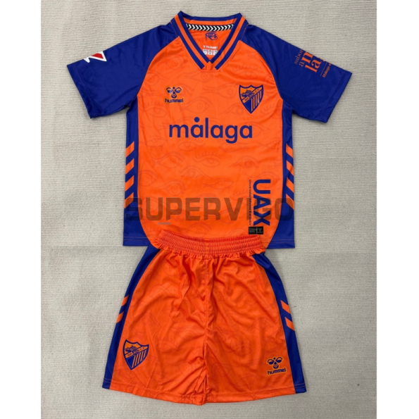 Camiseta Málaga CF Tercera Equipación 2025/2026 Naranja/Azul Niño Kit